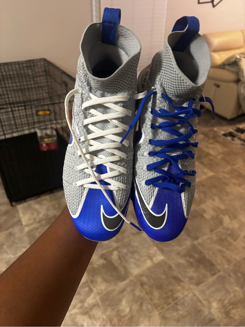 Nike Kids Blue and Gray High-Top Sneakers with White and Black Accents